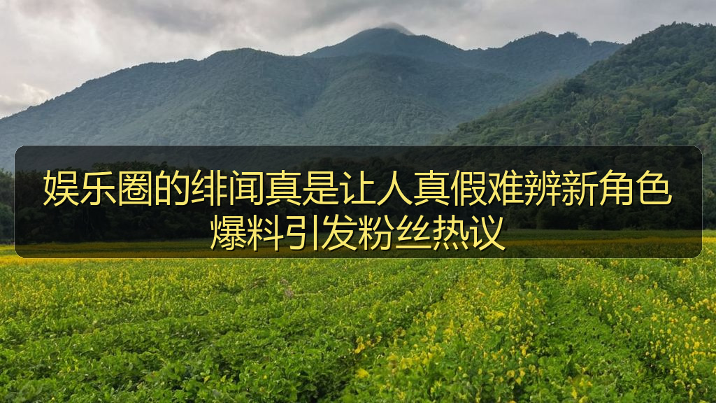 娱乐圈的绯闻真是让人真假难辨新角色爆料引发粉丝热议